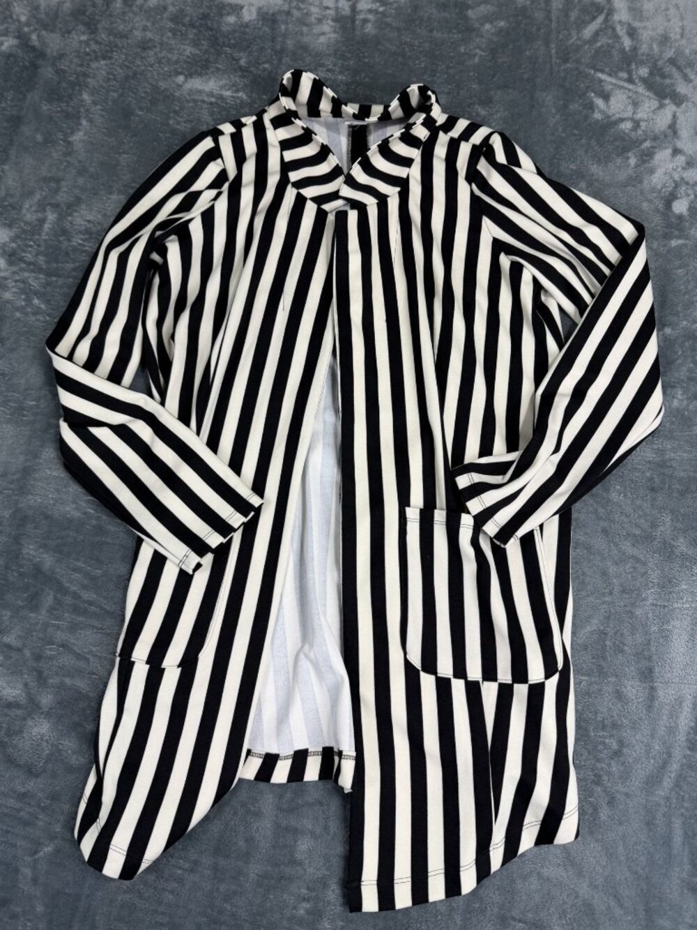 LuLaRoe Womens Black White Striped Open Front Cardigan S